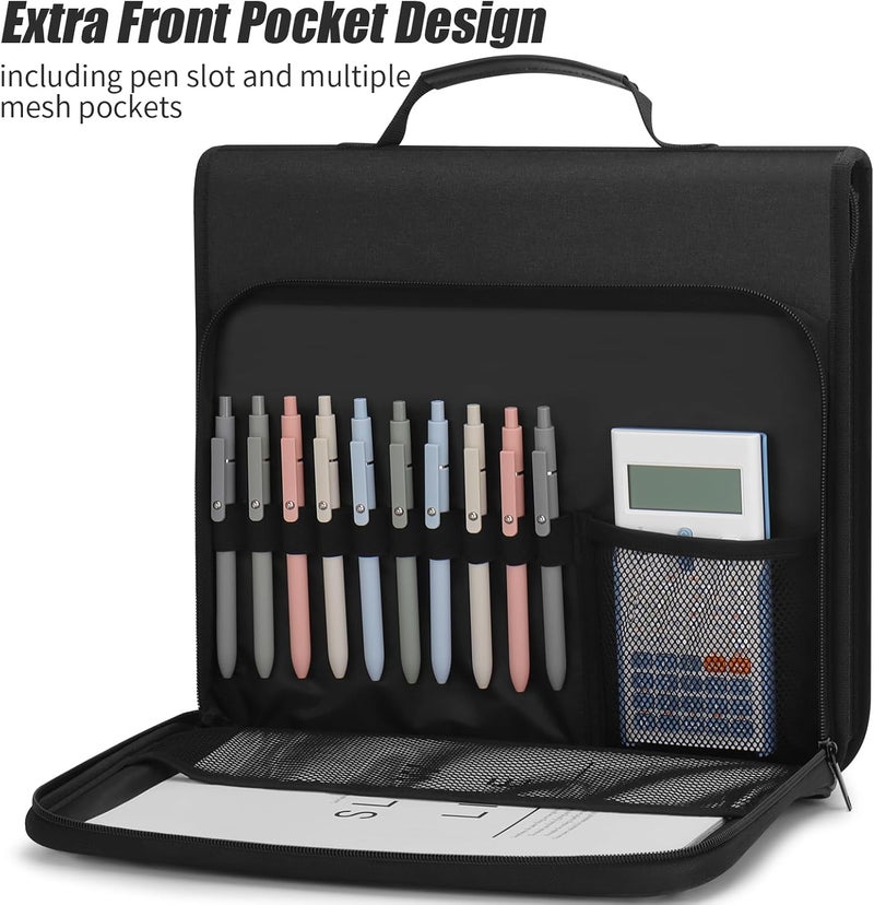 Uquelic Accordion File Organizer Binder with Multi Pockets, Expanding File Folders with 13 Pockets, Handle and Labels, Portable Home Travel Safe Storage for Letter A4 Files and More (Black) - Image 3